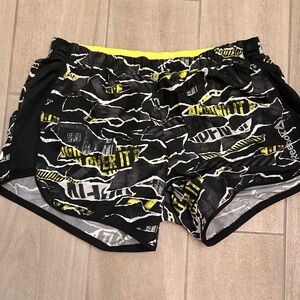 Reebok Neon Yellow and Black Active Shorts
